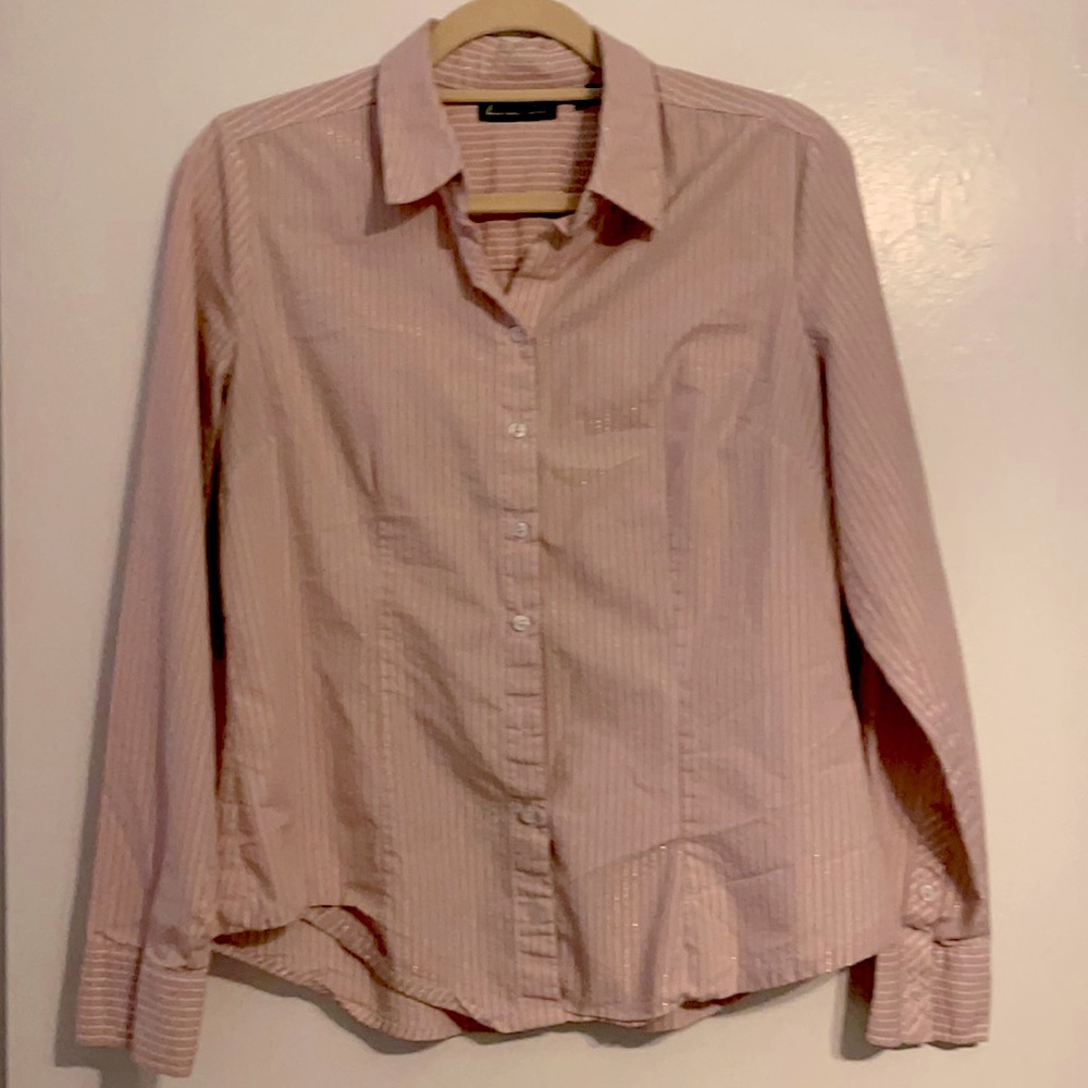 Pink, gold, white New York & co button down blouse